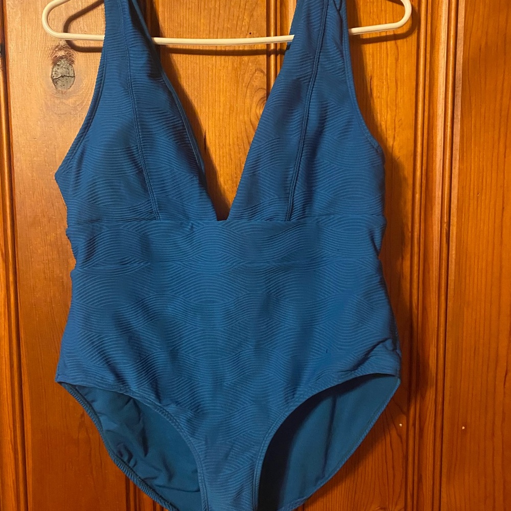 Blue Classic One Piece Swimsuit with Tank Straps